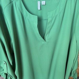 CATO XL green dressy popover top.